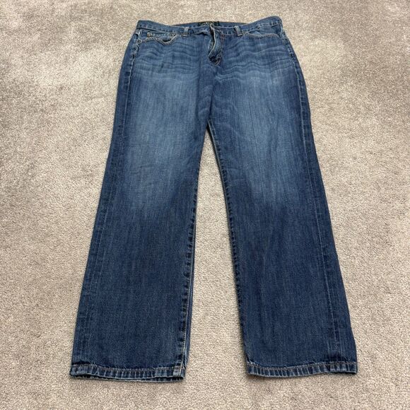 Lucky Brand 221 Original Straight Leg Denim Jeans Mens 36R Blue Dark Wash Cotton - Picture 1 of 16